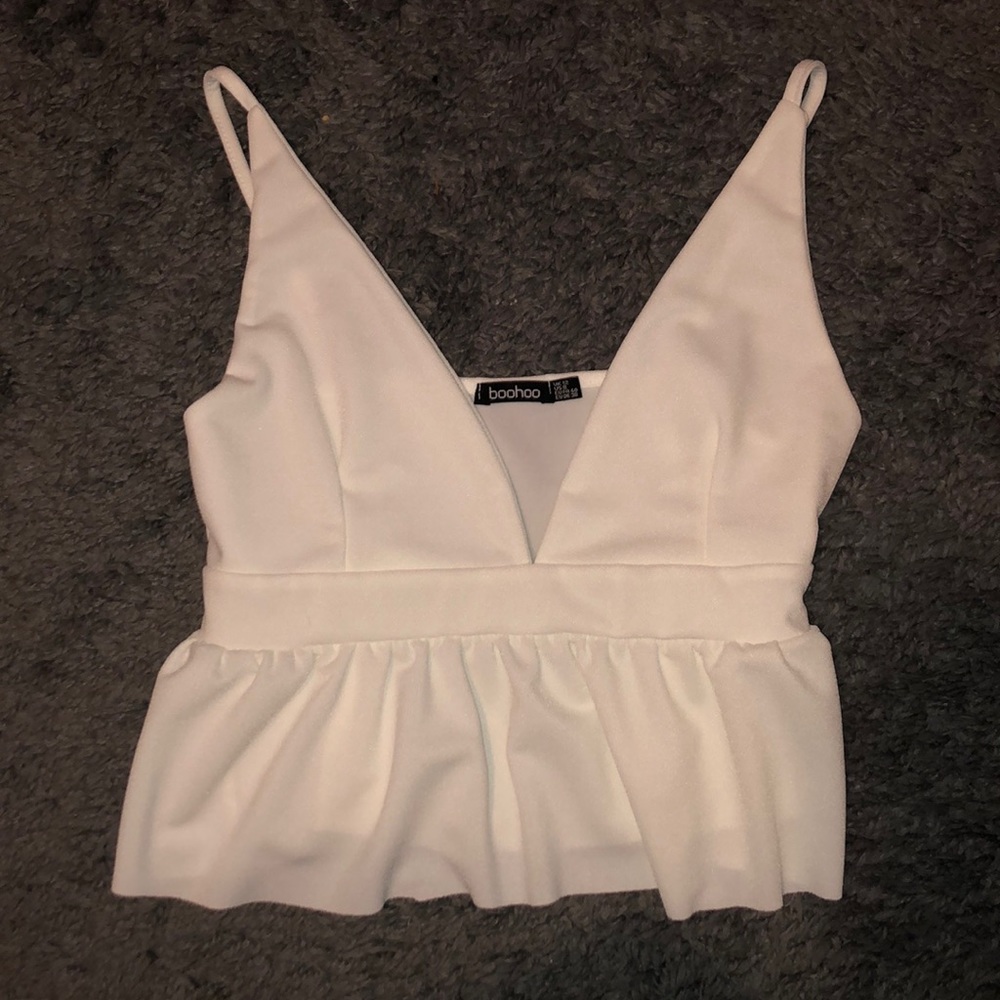 White Peplum Crop Top